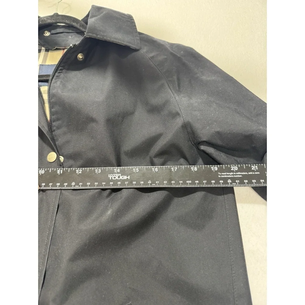 Burberry Womens Trench Coat Sz 4 Designer Luxury Plaid Black READ DESCRIPTION - Picture 16 of 16